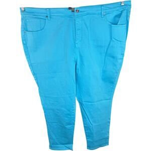 J Jason Wu Regular Colored‎ Denim Straight Leg Cropped Jeans Blue 28W Plus